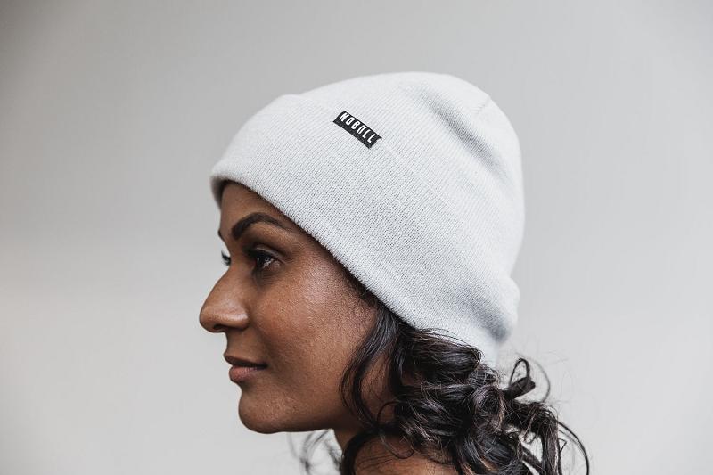 White Nobull Cuffed Beanie Women's Hats | CA F2298D